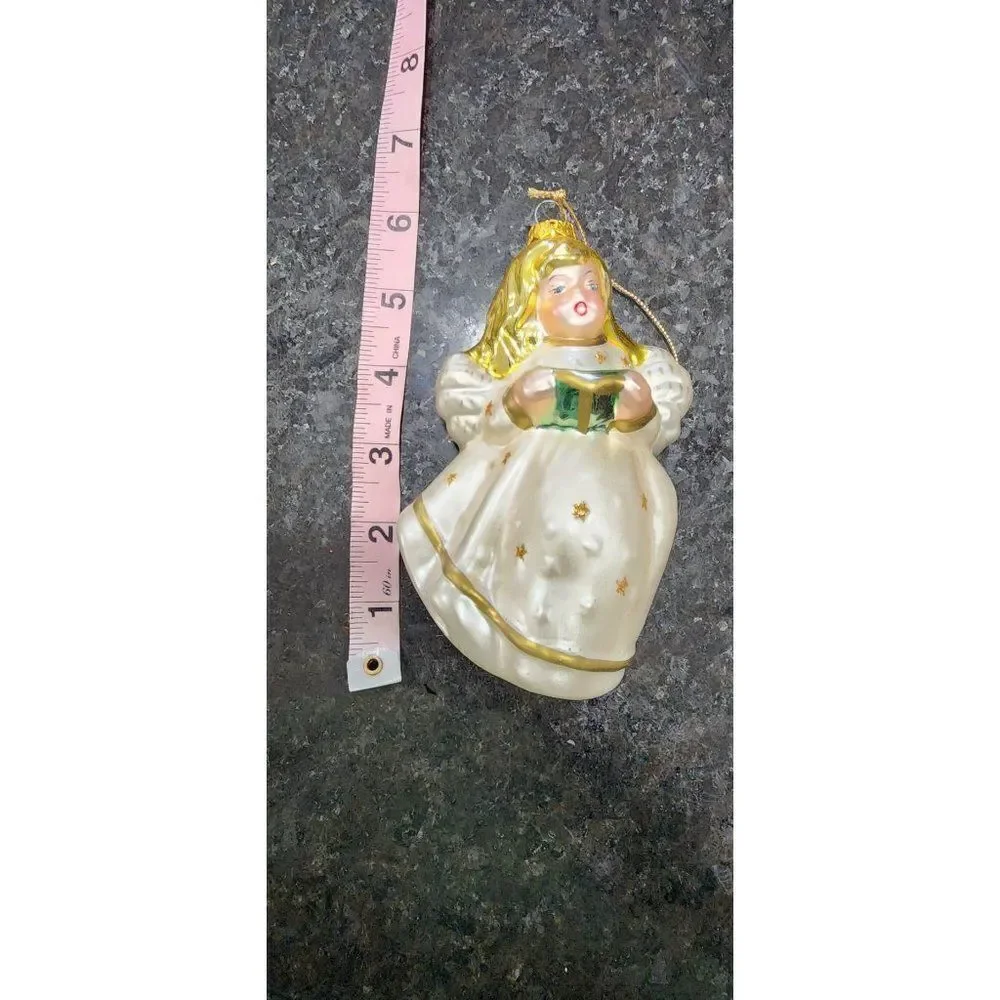 Vintage Hand Blown Glass Angel Christmas Ornament